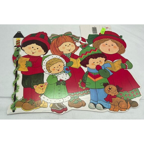 Large Vintage Christmas Die Cut, Caroling Children, Eureka USA, Two-Sides, NOS - Picture 6 of 16